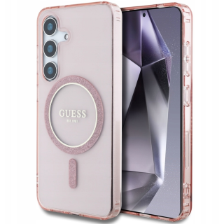 Guess Glitter Circle Classic Logo MagSafe Case for Samsung Galaxy S25 (GUHMS25SHFGEREP)