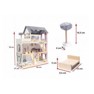 RoGer Wooden Doll House 78 cm (RO-6201-78)