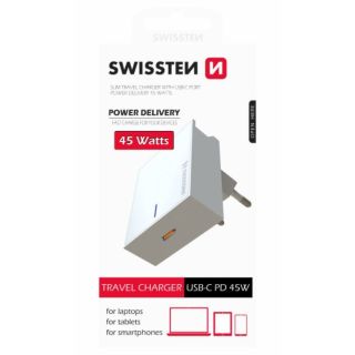 Swissten Slim Premium 45W Travel Charger USB-C PD 3.0 (SW-USBCPD45W-W)