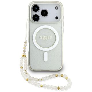 Guess IML Glitter Pearl Strap MagSafe Case for Apple iPhone 17 Pro (GUHMP17LHGCRELST)