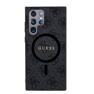 Guess 4G Colored Ring PU Leather MagSafe Case for Samsung Galaxy S24 Ultra / black (GUHMS24LG4GFRK)