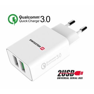 Swissten Premium Travel Charger 2x USB / QC3.0 23W (SW-T-23W-QC30-W)