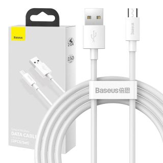 Baseus Simple Wisdom Data Cable Kit USB to Micro 2.1A (2PCS/Set) 1.5m / white (TZCAMZJ-02)