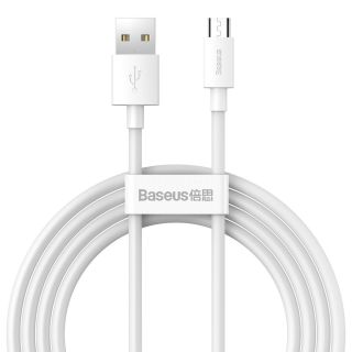 Baseus Simple Wisdom Data Cable Kit USB to Micro 2.1A (2PCS/Set) 1.5m / white (TZCAMZJ-02)