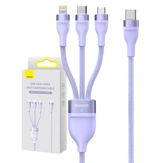 Baseus Flash Series 2 3-in-1 USB Cable USB-C + micro USB + Lightning 100W 1.5m / violet (CASS030205)