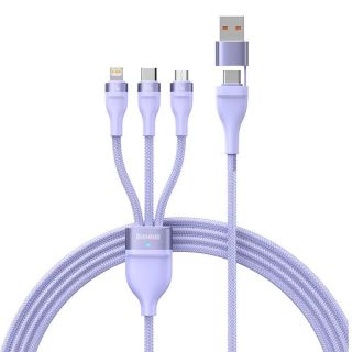 Baseus Flash Series 2 3-in-1 USB Cable USB-C + micro USB + Lightning 100W 1.5m / violet (CASS030205)