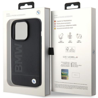 BMW Leather Hot Stamp Case for Apple iPhone 15 Pro (BMHCP15LSLLBK)