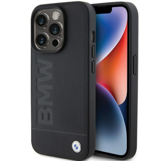 BMW Magsafe Leather Hot Stamp Case for Apple iPhone 15 Pro (BMHMP15LSLLBK)