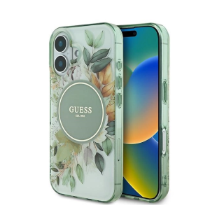 Guess IML Flower & Tonal Circle MagSafe Back Case for Apple iPhone 16 (GUHMP16SHFWBDCEN)