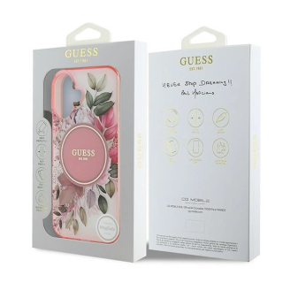 Guess IML Flower & Tonal Circle MagSafe Back Case for Apple iPhone 16 Plus (GUHMP16MHFWBDCEP)