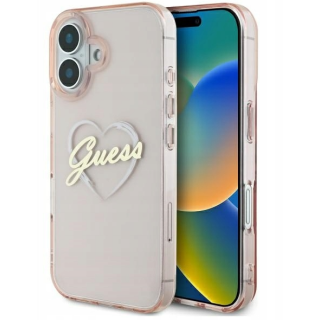 Guess IML Heart Back Case for Apple iPhone 16 (GUHCP16SHCHGSPP)