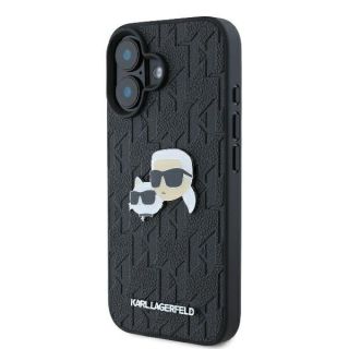 Karl Lagerfeld Monogram Karl&Chaoupette Head Pin Back Case for Apple iPhone 16 Plus (KLHCP16MPGKLKCPK)