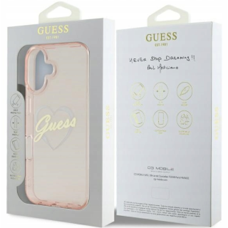 Guess IML Heart Back Case for Apple iPhone 16 (GUHCP16SHCHGSPP)