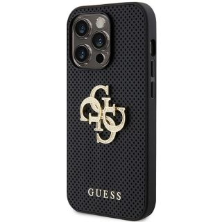 Guess Leather Perforated 4G Glitter Logo Back Case for Apple iPhone 15 Pro (GUHCP15LPSP4LGK)