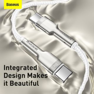 Baseus Cafule Metal Series Data Cable USB-C - USB-C 100W 1m / White (CATJK-C02)