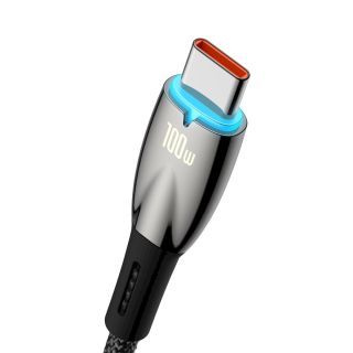 Baseus Glimmer Series Fast Charging Data Cable USB-A - USB-C 100W 1m / Black (CADH000401)