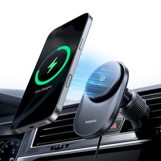 Baseus PrimeTrip VC2 Pro Cooling Magnetic Clamp Car Mount Wireless Charger 25W / Cosmic Black (C0013N00)