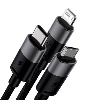 Baseus StarSpeed 3in1 Fast Charging Cable USB-A - USB-C/Lightning/MicroUSB 3.5A 1.2m / Black (CAXS000001)