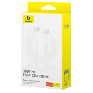 Baseus Superior Series 2 Fast Charging Data Cable Type-C to Type-C 30W 1m / Moon White (P10365200211-00)