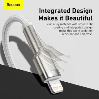 Baseus Cafule Metal Series Data Cable USB-C - Lightning 20W 2m / White (CATLJK-B02)