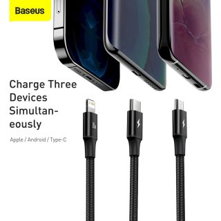Baseus Rapid Series 3in1 Fast Charging Cable USB-C - USB-C/Lightning/MicroUSB 20W 1.5m / black (57983131479)