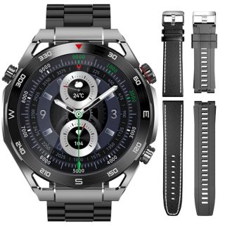 Smartwatch VELTORI VT100-1 with Black Silicone Strap and Black Eco Leather Strap / black (VT100-1)