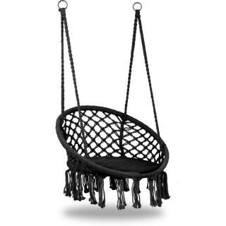 RoGer Stārķa nest chair swing with backrest 80cm Black (5903039712003)