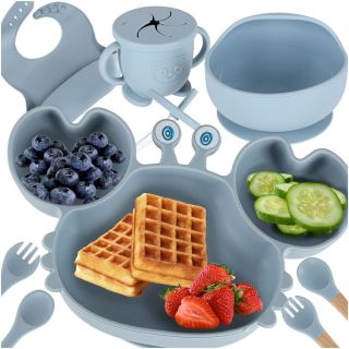 RoGer Silicone Baby Dining Set “Crab” 9pcs Blue (5903039767966)