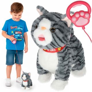 RoGer Interactive Walking Cat on Leash Grey (5903039767874)