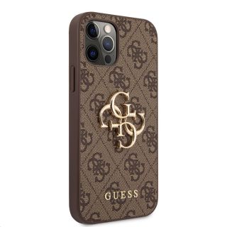 Guess PU 4G Metal Logo Case for iPhone 12/12 Pro / Brown (GUHCP12M4GMGBR)