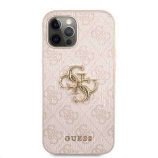 Guess PU 4G Metal Logo Case for iPhone 12/12 Pro / Pink (GUHCP12M4GMGPI)