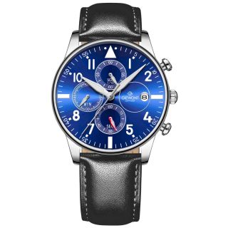 Giewont Men's Chronograph Sapphire Watch GW5630-A3 / black/blue (GW5630-A3)