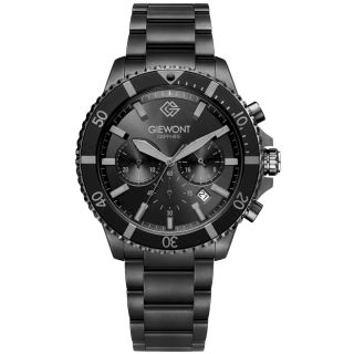 Giewont Men's Chronograph Sapphire Watch GW3970-B1 / black titanium (GW3970-B1)