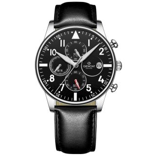 Giewont Men's Chronograph Sapphire Watch GW5630-A2 / black-silver (GW5630-A2)