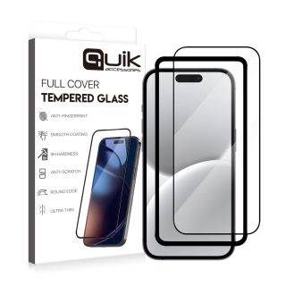 Quik Accessories Full Cover Tempered Glass for Apple iPhone 16 (QK-TG-IPH-16)