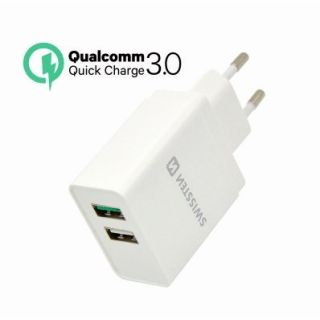 Swissten Travel Charger Qualcomm 3.0 Quick Charge + Smart IC with 2x USB 30W Power (SW-TCH-Q-30W)