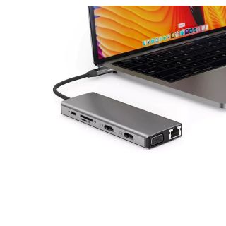 RoGer MST Dock Station 12in1 Lite USB-C to 2x HDMI / 4x USB3.0 / SD/TF / VGA / LAN (RO-MST-12IN1-LITE)