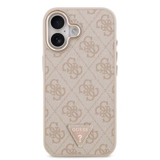 Guess PU Leather 4G Strass Triangle Logo Gold Frame MagSafe Case for iPhone 17 / Pink (GUHMP17SP4GTDGMP)