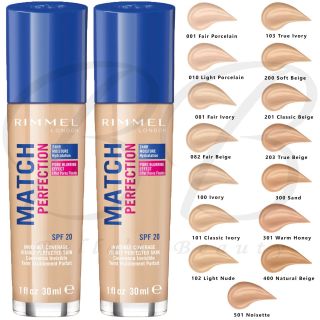 Rimmel London Match Perfection 24HR SPF20 Foundation 010 Porcelain 30 ml (3614220953984)