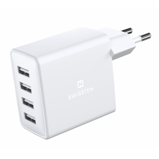 Swissten Smart IC Premium Travel Charger 4 x USB 4A / 20W With Automatic Optimal Power Charging (22053100)