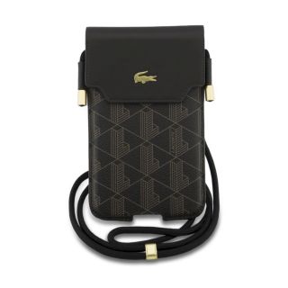 Lacoste PVC Blend Monogram Metal Logo Phone Pouch XL Brown (LCPSP17XPBSMW)