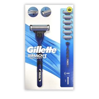 Gillette Mach3 Sport Razor + 6 Replacement Blades (8700216090216)