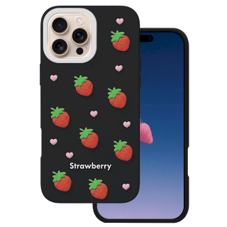 Mocco Strawberry Back Case for Apple iPhone 16 Pro (MO-SBC-IP-16PR-BK)