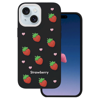 Mocco Strawberry Back Case for Apple iPhone 13 / 14 / 15 (MO-SBC-IP-13-BK)