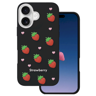 Mocco Strawberry Back Case for Apple iPhone 16 / 17 (MO-SBC-IP-16-BK)