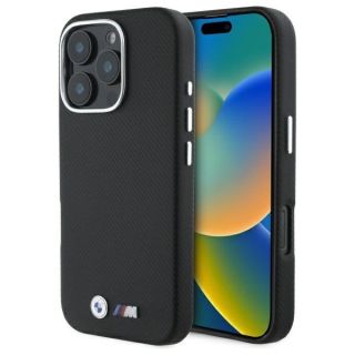 BMW M PU Kevlar Metal Logo Case for Apple iPhone 16 Pro (BMHCP16L23PUFWKEV)