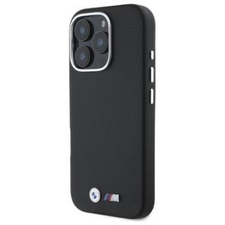 BMW M PU Kevlar Metal Logo Case for Apple iPhone 16 Pro (BMHCP16L23PUFWKEV)