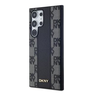 DKNY PU Leather Checkered Pattern MagSafe Case for Samsung Galaxy S24 Ultra / black (DKHMS24LPCPVSLK)
