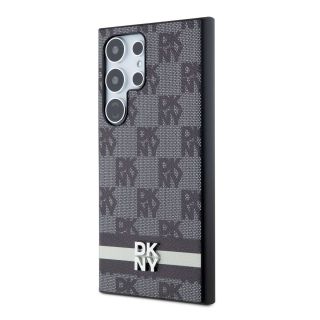 DKNY PU Leather Checkered Pattern and Stripe Case for Samsung Galaxy S24 Ultra / black (DKHCS24LPCPTSSK)
