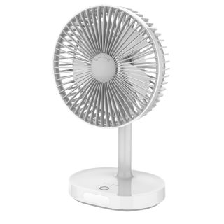 Platinet PRDF0326 Rechargeable Desk Fan / 3 speed levels / 3000 mAh / Built-in night lamp / White - Grey (PRDF0326)
